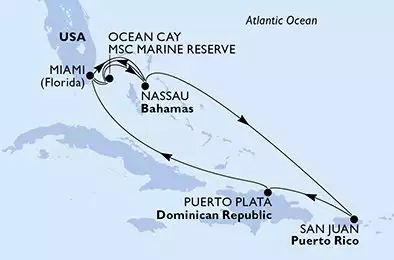 MSC SEASCAPE - Itinerario di 11 notti partendo da MIAMI, UNITED STATES il 20/04/2025 - Miami,Ocean Cay,Nassau,San Juan,Puerto Plata,Miami,Nassau,Ocean Cay,Ocean Cay,Miami