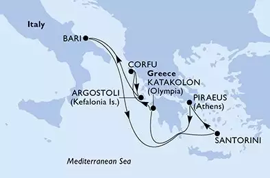 MSC SINFONIA - Itinerario di 7 notti partendo da BARI il 31/05/2025 - Italia, Grecia