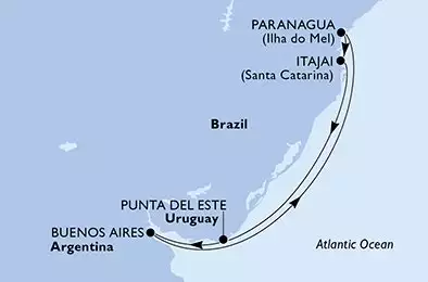 MSC ARMONIA - Itinerario di 7 notti partendo da PARANAGUÁ BRASILE il 20/12/2024 - Brasile, Uruguay, Argentina