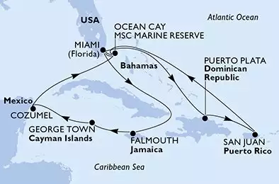 MSC SEASCAPE - Itinerario di 14 notti partendo da MIAMI, UNITED STATES il 02/11/2024 - USA, Giamaica, Isole Cayman, Messico, Bahamas, Repubblica Dominicana, Porto Rico