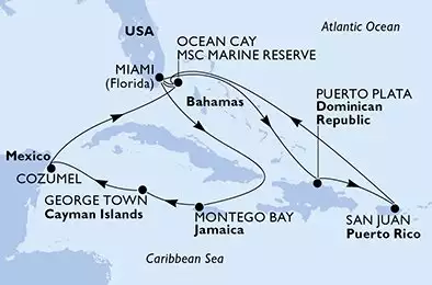 MSC SEASCAPE - Itinerario di 14 notti partendo da MIAMI, UNITED STATES il 28/12/2024 - USA, Giamaica, Isole Cayman, Messico, Bahamas, Repubblica Dominicana, Porto Rico