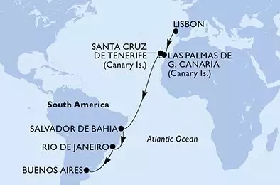 MSC POESIA - Itinerario di 15 notti partendo da LISBON, PORTUGAL il 19/11/2024 - Portogallo, Spagna, Brasile, Argentina