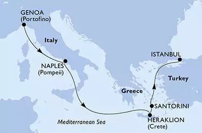 MSC FANTASIA - Itinerario di 6 notti partendo da GENOVA il 25/04/2025 - Italia, Grecia, Turchia