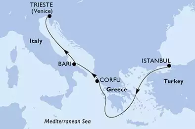 MSC FANTASIA - Itinerario di 4 notti partendo da ISTANBUL, TURKEY il 07/05/2025 - Turchia, Grecia, Italia