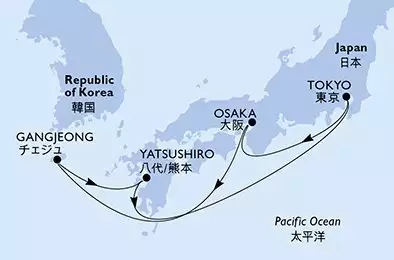 MSC BELLISSIMA - Itinerario di 7 notti partendo da TOKYO GIAPPONE il 13/10/2025 - Tokyo,Osaka,Gangjeong,Yatsushiro,Tokyo