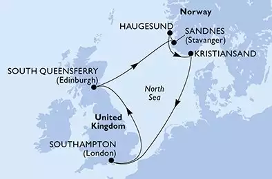MSC VIRTUOSA - Itinerario di 7 notti partendo da SOUTHAMPTON, UNITED KINGDOM il 09/05/2026 - Regno Unito, Norvegia