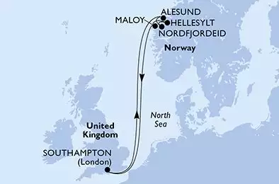 MSC VIRTUOSA - Itinerario di 7 notti partendo da SOUTHAMPTON, UNITED KINGDOM il 11/07/2026 - Regno Unito, Norvegia