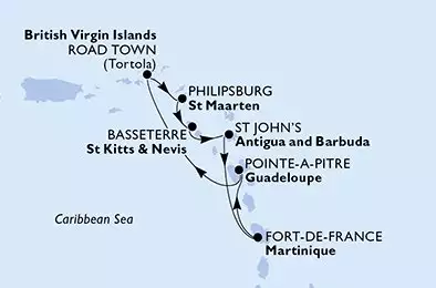 MSC VIRTUOSA - Itinerario di 7 notti partendo da POINTE-A-PITRE, GUADELOUPE il 28/12/2025 - Pointe-a-Pitre,Road Town,Philipsburg,Basseterre,St John s,Fort de France,Pointe-a-Pitre