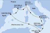 Valletta,Barcelona,Marseille,Genoa,Naples,Messina,Valletta