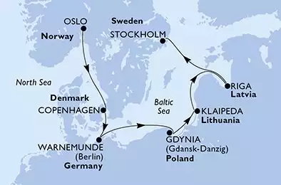 MSC MAGNIFICA - Itinerario di 6 notti partendo da OSLO, NORWAY il 19/06/2026 - Oslo,Copenhagen,Warnemunde,Gdynia,Klaipeda,Riga,Stockholm