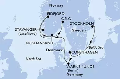 MSC MAGNIFICA - Itinerario di 8 notti partendo da STOCKHOLM, SWEDEN il 11/06/2026 - Stockholm,Copenhagen,Warnemunde,Stavanger,Eidfjord,Kristiansand,Oslo