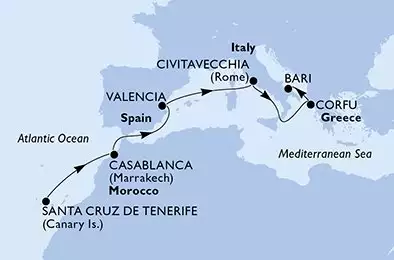 Spagna, Marocco, Italia, Grecia