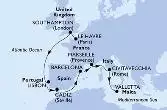 Le Havre,Southampton,Lisbon,Cadiz,Barcelona,Marseille,Civitavecchia,Valletta