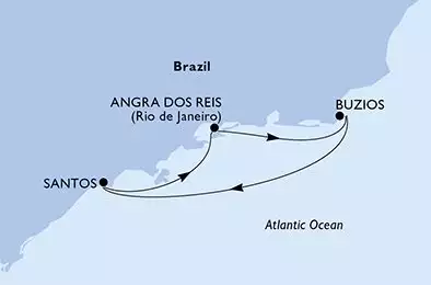 MSC PREZIOSA - Itinerario di 4 notti partendo da SANTOS, BRAZIL il 24/11/2025 - Santos,Angra dos Reis,Buzios,Santos