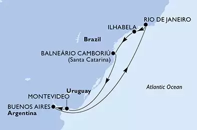 MSC FANTASIA - Itinerario di 8 notti partendo da MONTEVIDEO, URUGUAY il 09/12/2025 - Montevideo,Buenos Aires,Rio de Janeiro,Ilhabela,Balneario Camboriu,Montevideo