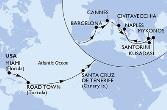 Miami,Road Town,Santa Cruz de Tenerife,Barcelona,Cannes,Civitavecchia,Mykonos,Kusadasi,Santorini,Naples,Civitavecchia
