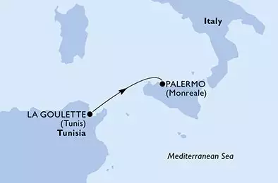 MSC SEASIDE - Itinerario di 1 notti partendo da LA GOULETTE, TUNISIA il 31/07/2025 - La Goulette,Palermo