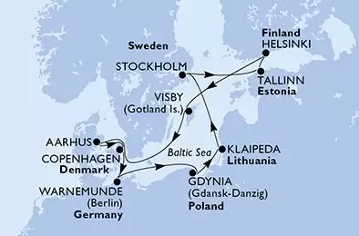 MSC POESIA - Itinerario di 10 notti partendo da COPENHAGEN, DENMARK il 29/04/2025 - Danimarca, Germania, Polonia, Lituania, Svezia, Estonia, Finlandia
