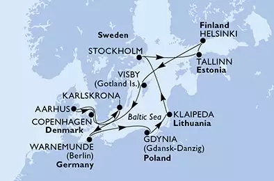 Germania, Polonia, Lituania, Svezia, Estonia, Finlandia, Danimarca