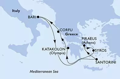 MSC SINFONIA - Itinerario di 7 notti partendo da BARI il 04/10/2025 - Italia, Grecia