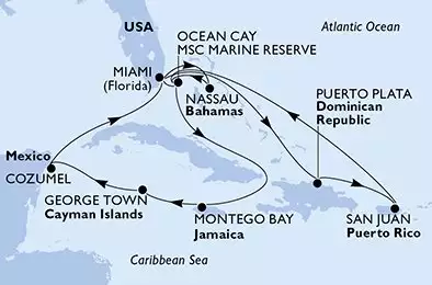 MSC SEASCAPE - Itinerario di 15 notti partendo da MIAMI, UNITED STATES il 29/03/2025 - Stati Uniti, Repubblica Dominicana, Porto Rico, Bahamas, Giamaica, Isole Cayman, Messico