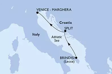 MSC ARMONIA - Itinerario di 2 notti partendo da BRINDISI il 30/10/2026 - Italia, Croazia