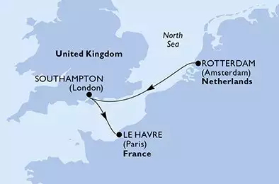 MSC VIRTUOSA - Itinerario di 2 notti partendo da ROTTERDAM (AMSTERDAM) OLANDA il 19/11/2025 - Olanda, Regno Unito, Francia