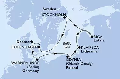 MSC POESIA - Itinerario di 7 notti partendo da COPENHAGEN, DENMARK il 30/08/2025 - Danimarca, Germania, Polonia, Lituania, Lettonia, Svezia