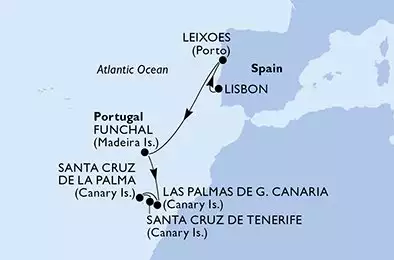 MSC MUSICA - Itinerario di 7 notti partendo da LISBON, PORTUGAL il 09/11/2025 - Portogallo, Spagna