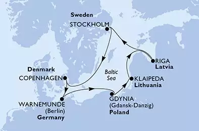 MSC MAGNIFICA - Itinerario di 7 notti partendo da COPENHAGEN, DENMARK il 15/08/2026 - Danimarca, Germania, Polonia, Lituania, Lettonia, Svezia