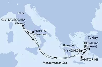 MSC DIVINA - Itinerario di 7 notti partendo da CIVITAVECCHIA il 09/05/2025 - Italia, Grecia, Turchia