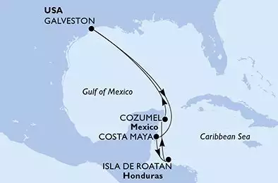 MSC SEASCAPE - Itinerario di 7 notti partendo da GALVESTON STATI UNITI il 20/12/2026 - Galveston,Costa Maya,Isla de Roatan,Cozumel,Galveston
