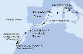Arrecife de Lanzarote,Puerto del Rosario,Casablanca,Barcelona,Civitavecchia