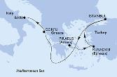 Piraeus,Kusadasi,Istanbul,Corfu,Bari