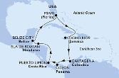 Miami,Ocho Rios,Cartagena,Colon,Puerto Limon,Isla de Roatan,Belize City,Miami