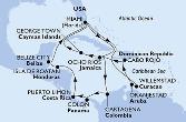 Miami,Ocho Rios,Cartagena,Colon,Puerto Limon,Isla de Roatan,Belize City,Miami,Willemstad,Oranjestad,Cabo Rojo,Ocho Rios,George Town,Miami