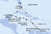 Miami,Willemstad,Oranjestad,Ocho Rios,George Town,Cozumel,Miami