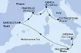 Messina,Valletta,Barcelona,Marseille,Genoa,Civitavecchia