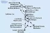 Fort de France,Pointe-a-Pitre,Philipsburg,St John s,Basseterre,Roseau,Fort de France,Pointe-a-Pitre,Castries,Bridgetown,Kingstown,Saint George,Fort de France