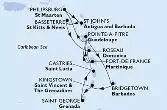 Fort de France,Pointe-a-Pitre,Bridgetown,Kingstown,Saint George,Castries,Fort de France,Pointe-a-Pitre,Philipsburg,St John s,Basseterre,Roseau,Fort de France