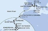 Genoa,Civitavecchia,Ajaccio,Marseille,Barcelona,Las Palmas de G.Canaria,Philipsburg,Basseterre,Roseau,Bridgetown,Saint George,Kingstown ,Fort de France