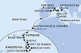 Civitavecchia,Ajaccio,Marseille,Barcelona,Las Palmas de G.Canaria,Philipsburg,Basseterre,Roseau,Bridgetown,Saint George,Kingstown,Fort de France