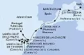 Funchal,Arrecife de Lanzarote,Las Palmas de G.Canaria,Santa Cruz de La Palma,Santa Cruz de Tenerife,Arrecife de Lanzarote,Puerto del Rosario,Casablanca,Barcelona,Civitavecchia