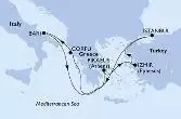 Piraeus,Izmir,Istanbul,Corfu,Bari,Piraeus