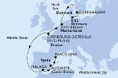 Kiel,Copenhagen,Amsterdam,Cherbourg,Malaga,Alicante,Barcelona