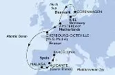 Kiel,Copenhagen,Amsterdam,Cherbourg,Malaga,Alicante,Barcelona