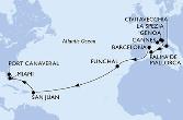 Cannes,Genoa,La Spezia,Civitavecchia,Palma de Mallorca,Barcelona,Funchal,San Juan,Miami,Port Canaveral