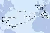 Genoa,La Spezia,Civitavecchia,Palma de Mallorca,Barcelona,Funchal,San Juan,Miami,Port Canaveral