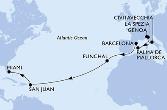 Genoa,La Spezia,Civitavecchia,Palma de Mallorca,Barcelona,Funchal,San Juan,Miami