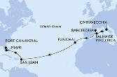 Civitavecchia,Palma de Mallorca,Barcelona,Funchal,San Juan,Miami,Port Canaveral